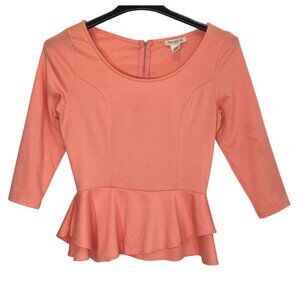 Women Peach Peplum Top Size L